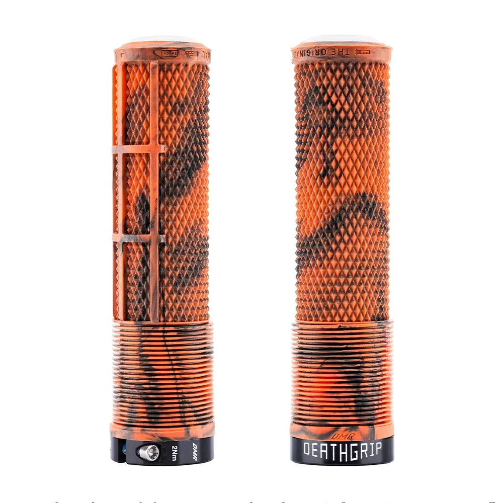 uPRISE Bikes DMR - DeathGrip 2 Flangeless MTB Grips - Thin - Orange Marble | Price match, 365 day returns, 18-Month Warranty, Finance Available & Free UK Delivery