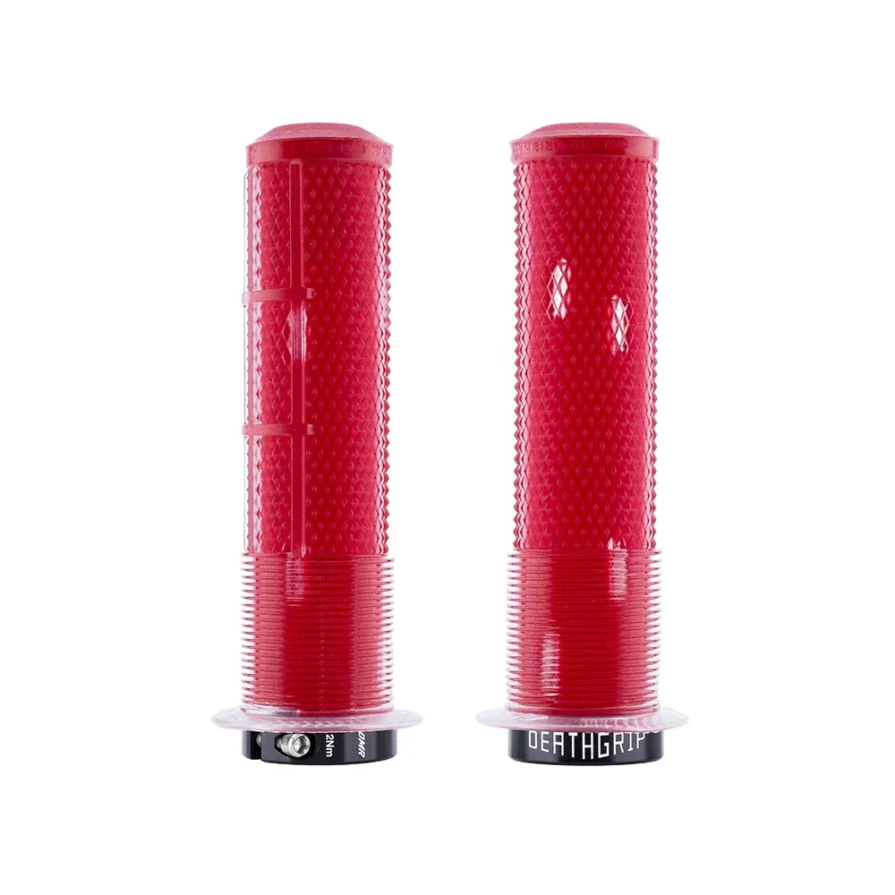 uPRISE Bikes DMR DeathGrip 2 Flanged MTB Grips - Thin - Clear Red | Price match, 365 day returns, 18-Month Warranty, Finance Available & Free UK Delivery