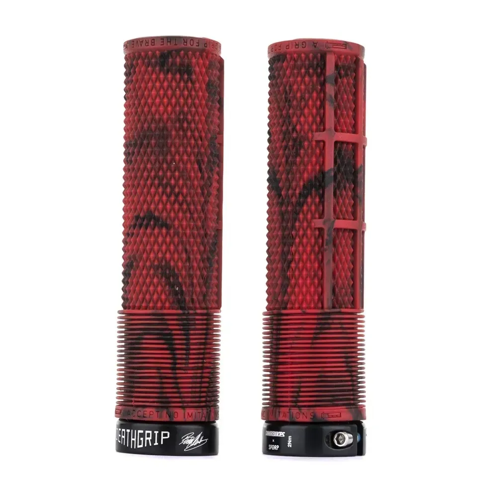 uPRISE Bikes DMR BRENDOG DeathGrip MTB Grips - Thin - Marble Red | Price match, 365 day return s, 18-Month Warranty, Finance Available & Free UK Delivery