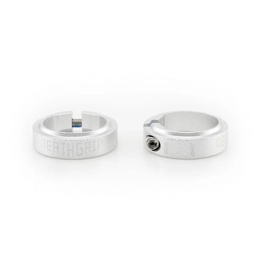 uPRISE Bikes DMR Deathgrip2 Aluminium Anodised Grip Collars - Silver | Price match, 365 day returns, 18-Month Warranty, Finance Available & Free UK Delivery