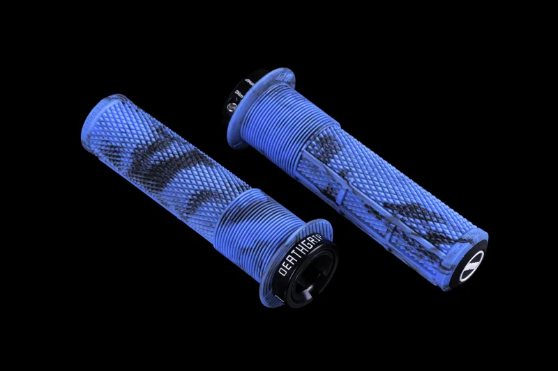 DMR DeathGrip 2 Flanged MTB Grips - Thick - Blue Marble-1