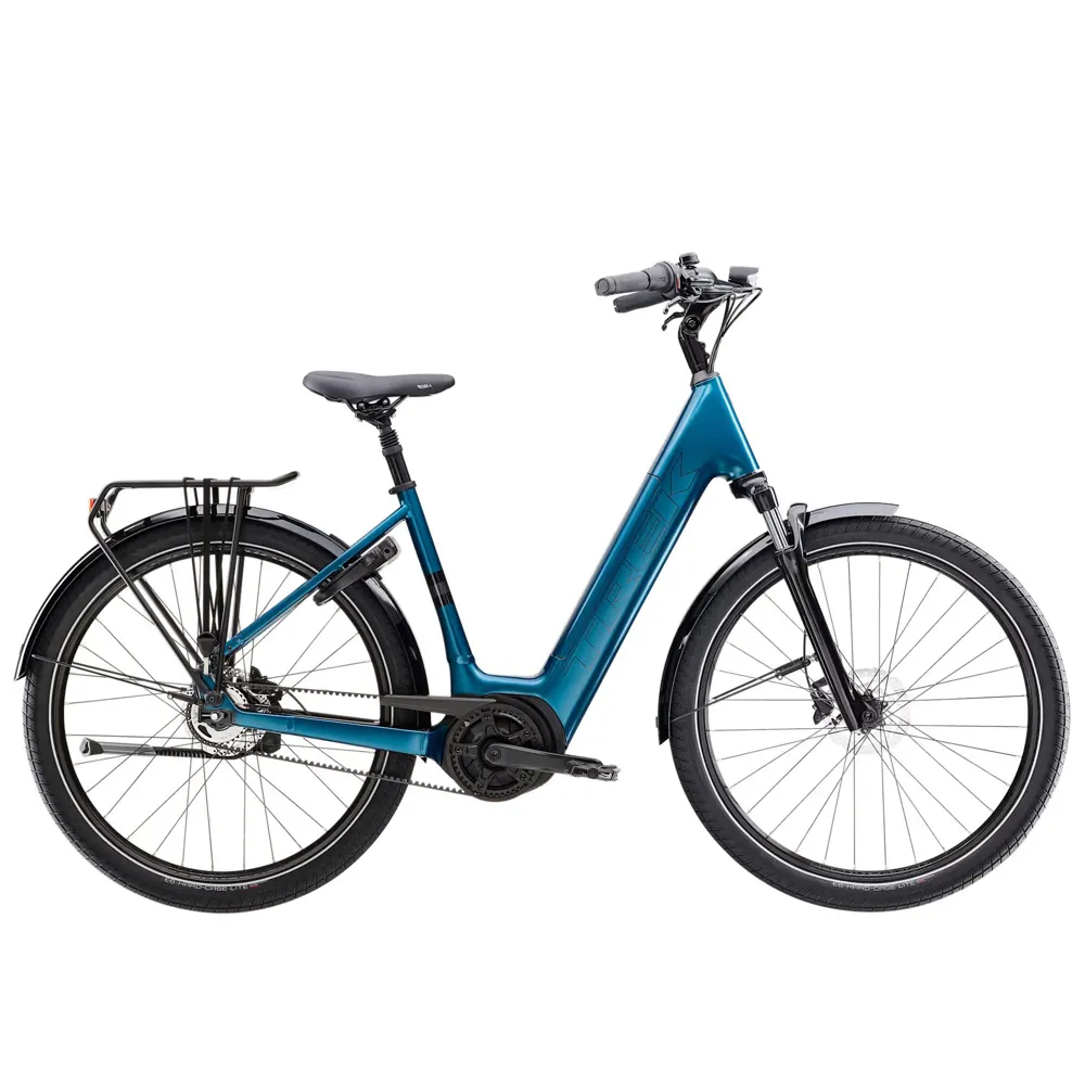 uPRISE Bikes Trek District+ 3 Lowstep Belt 545wh 2026 Electric Hybrid Bike - Dark Aquatic | Price match, 365 day return s, 18-Month Warranty, Finance Available & Free UK Delivery