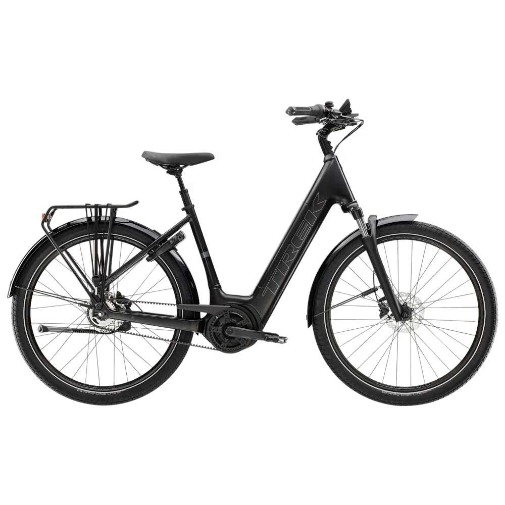uPRISE Bikes Trek District+ 4 Coaster Belt Lowstep 400wh 2026 Electric Hybrid Bike -  Black | Price match, 365 day return s, 18-Month Warranty, Finance Available & Free UK Delivery