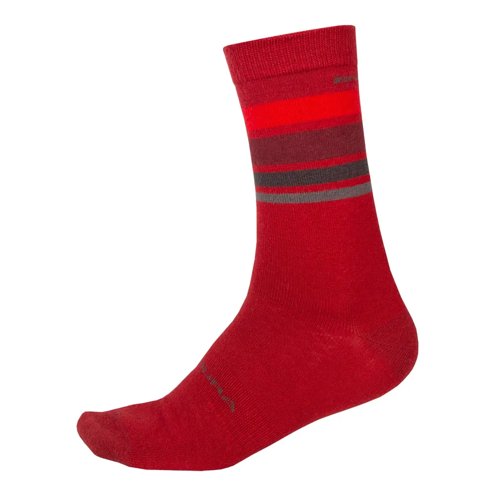 uPRISE Bikes Endura BaaBaa Merino Stripe Socks - Red | Price match, 365 day return s, 18-Month Warranty, Finance Available & Free UK Delivery