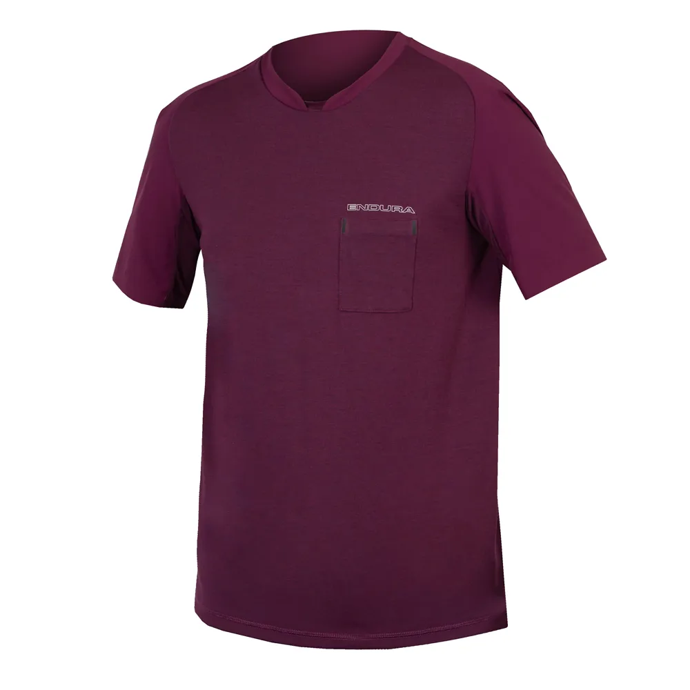uPRISE Bikes Endura GV500 Foyle Men's Causal Gravel T-Shirt - Aubergine | Price match, 365 day return s, 18-Month Warranty, Finance Available & Free UK Delivery