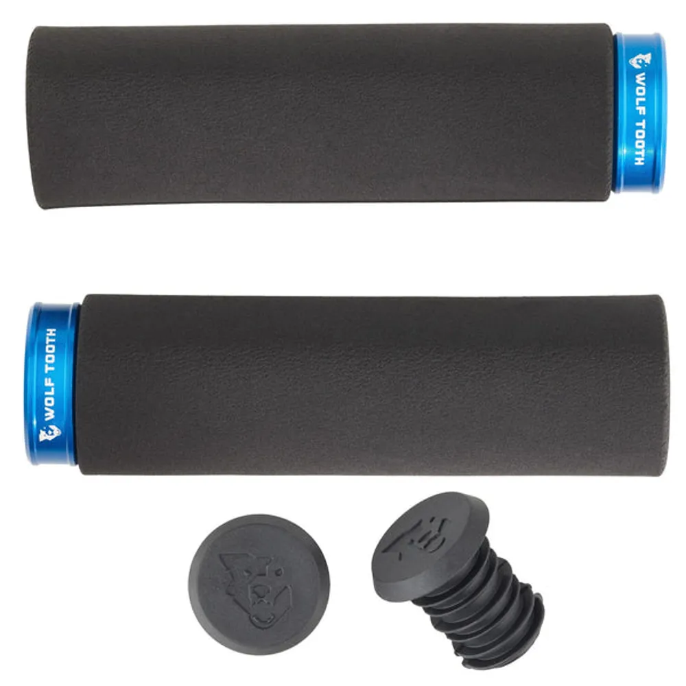 uPRISE Bikes Wolf Tooth Fat Paw Lock-On MTB Grips - Blue | Price match, 365 day return s, 18-Month Warranty, Finance Available & Free UK Delivery