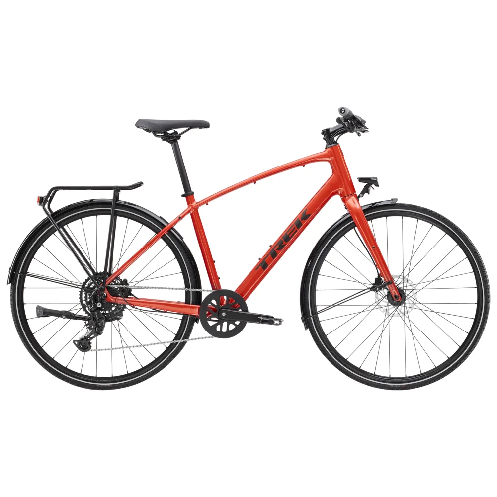 uPRISE Bikes Trek FX 2 Equipped 2025 Hybrid Bike - Lava Red | Price match, 365 day return s, 18-Month Warranty, Finance Available & Free UK Delivery