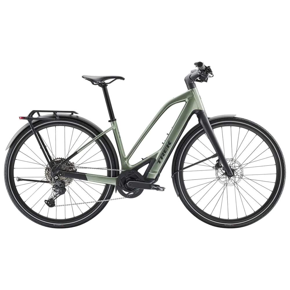 uPRISE Bikes Trek FX+ 7 Mid-Step 2026 Electric Hybrid Bike - Lichen Green | Price match, 365 day return s, 18-Month Warranty, Finance Available & Free UK Delivery