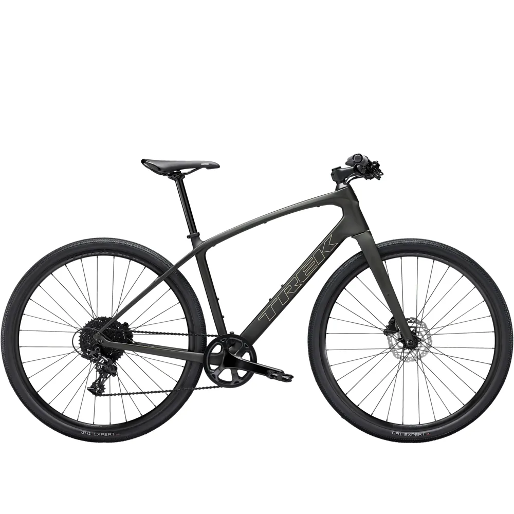 uPRISE Bikes Trek FX Sport 5 2026 Carbon Hybrid Bike - Black Olive/Deep Smoke | Price match, 365 day return s, 18-Month Warranty, Finance Available & Free UK Delivery