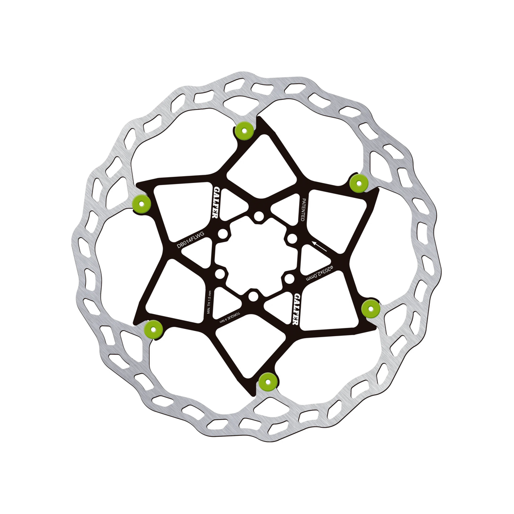 uPRISE Bikes Galfer Wave Floating Disc Rotor - 6 Bolt - 203 X 2.0mm - Green Pins | Price match, 365 day return s, 18-Month Warranty, Finance Available & Free UK Delivery