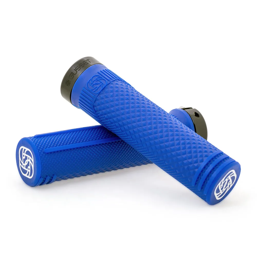 uPRISE Bikes Gusset Grips Gusset S2 Extra Soft 133mm Lock-On Grips - Blue | Price match, 365 day return s, 18-Month Warranty, Finance Available & Free UK Delivery