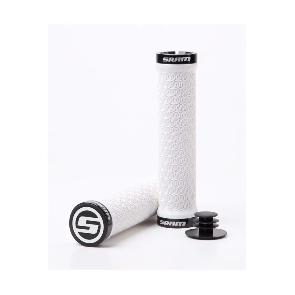 uPRISE Bikes Sram Locking Grips With Double Clamps and End Plugs - White | Price match, 365 day return s, 18-Month Warranty, Finance Available & Free UK Delivery