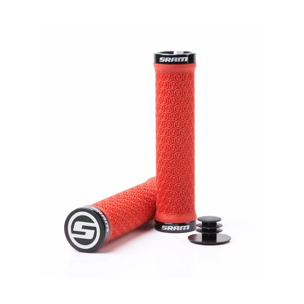 uPRISE Bikes Sram Locking Grips With Double Clamps and End Plugs - Red | Price match, 365 day return s, 18-Month Warranty, Finance Available & Free UK Delivery