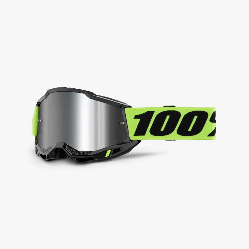 uPRISE Bikes 100 Percent Accuri 2 Goggle - Neon Yellow/Mirror Silver Lens | Price match, 365 day return s, 18-Month Warranty, Finance Available & Free UK Delivery