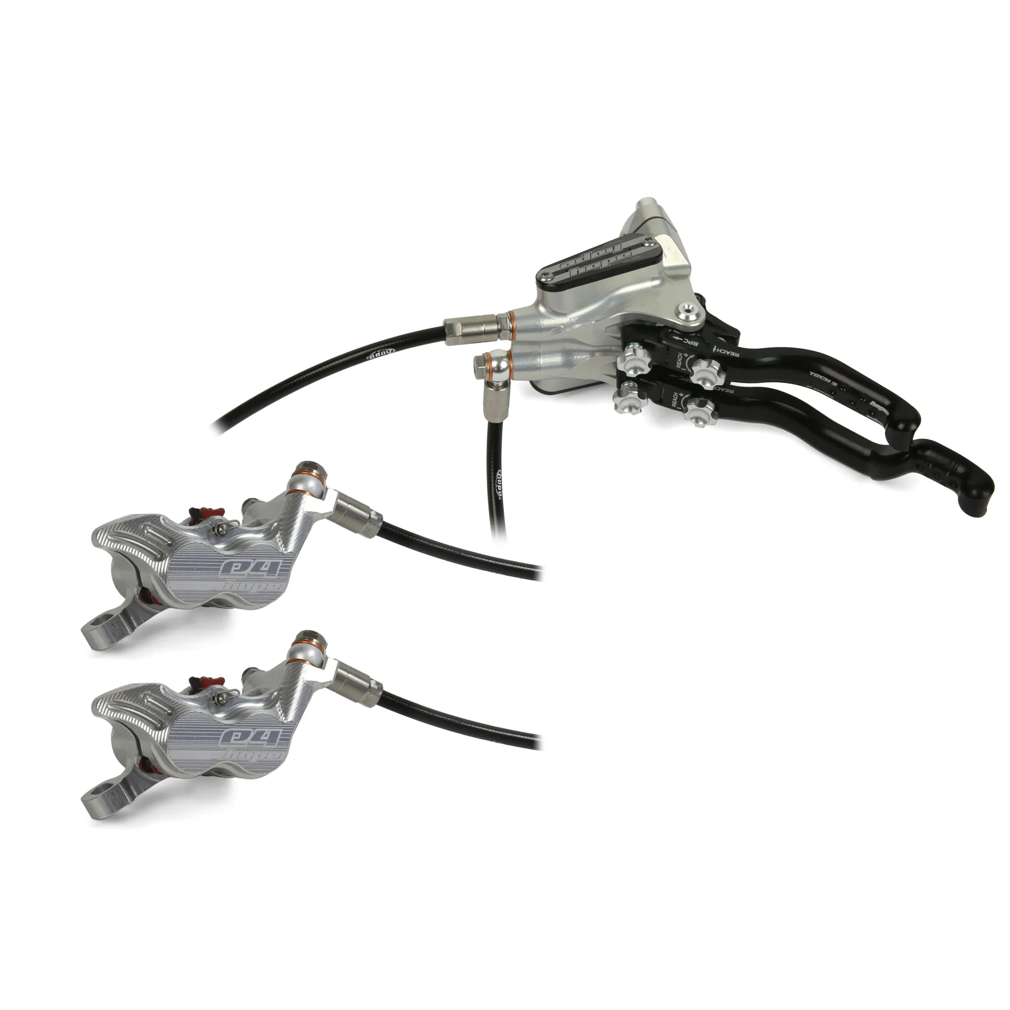 Mode Tech Brake Hope Tech 3 E4 DUO MTB Disc Brakes - No Rotor - Silver