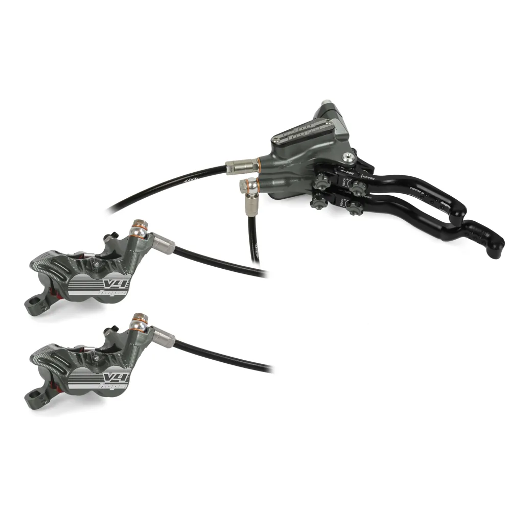uPRISE Bikes Hope Tech 3 V4 DUO MTB Disc Brakes- No Rotor - Smoke | Price match, 365 day return s, 18-Month Warranty, Finance Available & Free UK Delivery