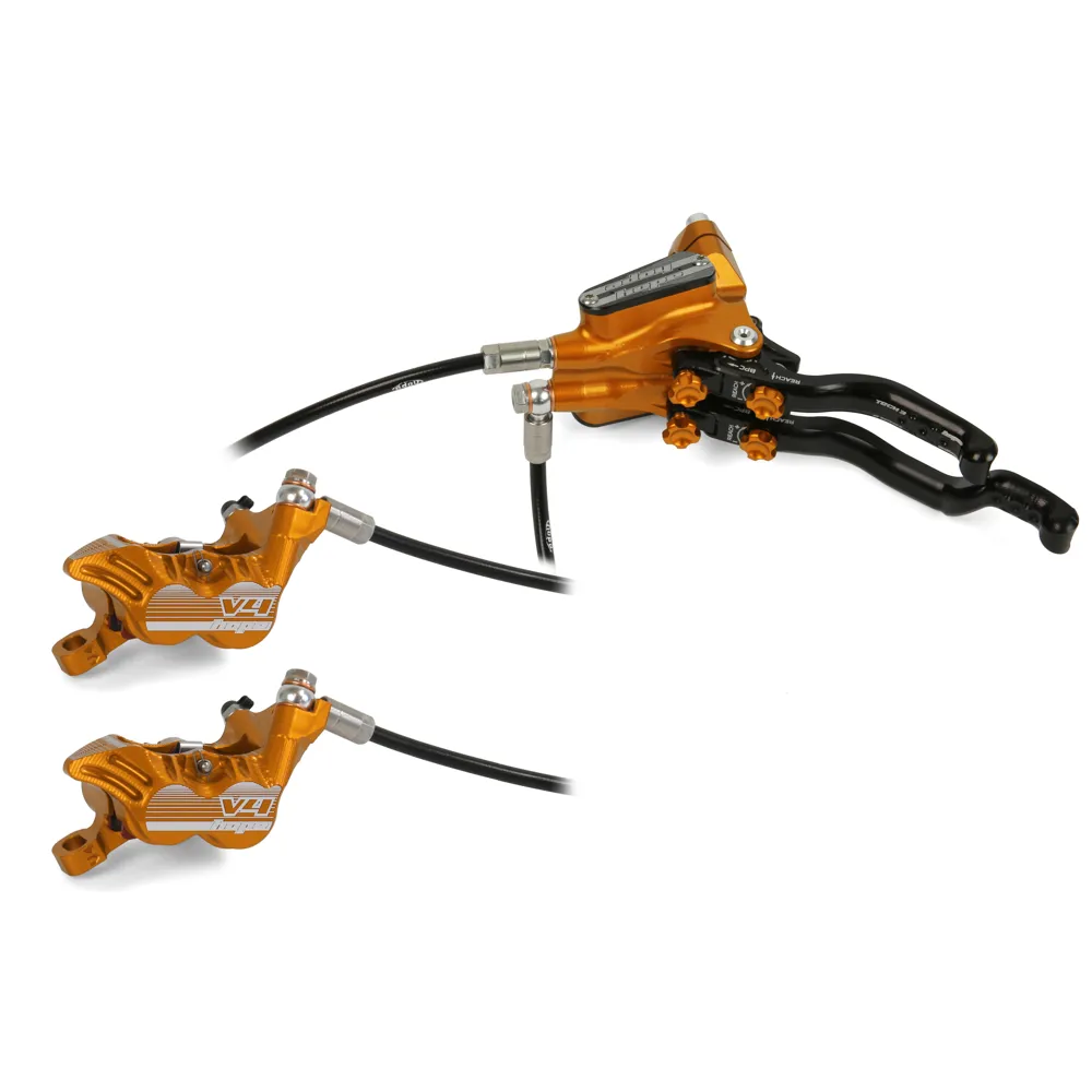 uPRISE Bikes Hope Tech 3 V4 DUO MTB Disc Brakes- No Rotor - Orange | Price match, 365 day return s, 18-Month Warranty, Finance Available & Free UK Delivery