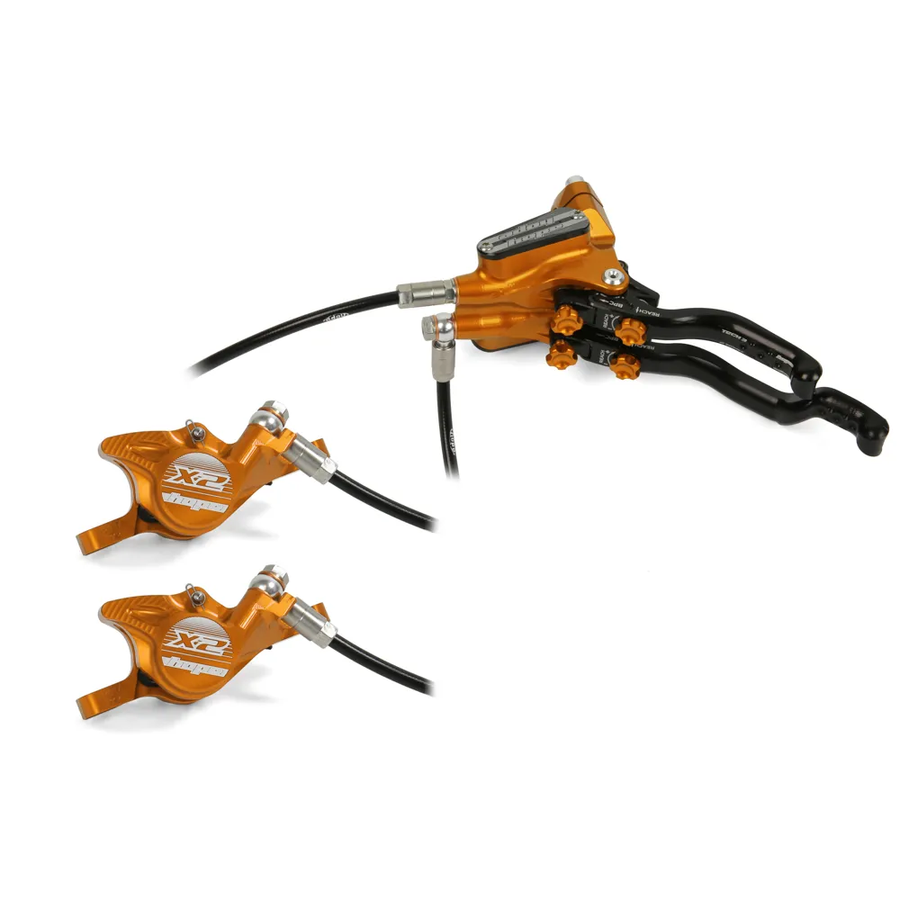 uPRISE Bikes Hope Tech 3 X2 DUO MTB Disc Brakes - No Rotor - Orange | Price match, 365 day return s, 18-Month Warranty, Finance Available & Free UK Delivery