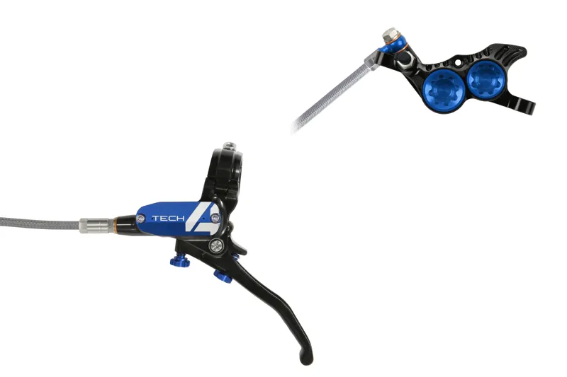 Hope Tech 4 V4 Braided MTB Disc Brakes - No Rotor - Black/Blue