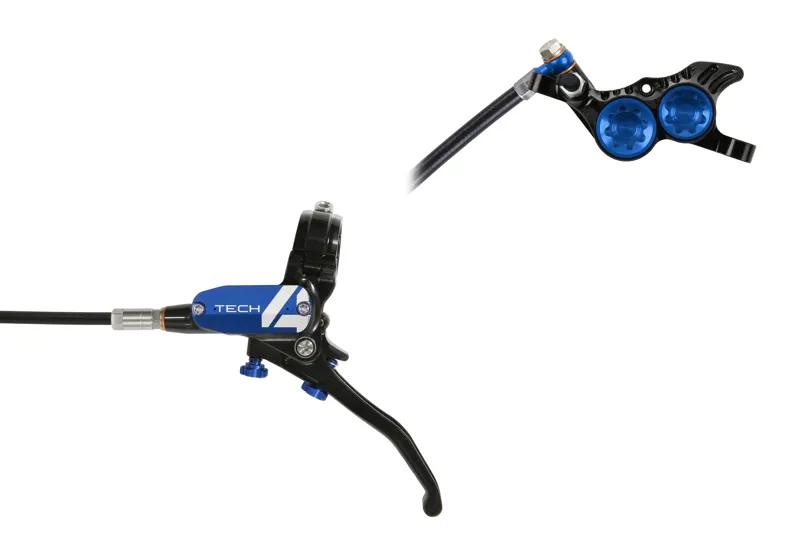 Hope Tech 4 V4 MTB Disc Brakes - No Rotor - Black/Blue