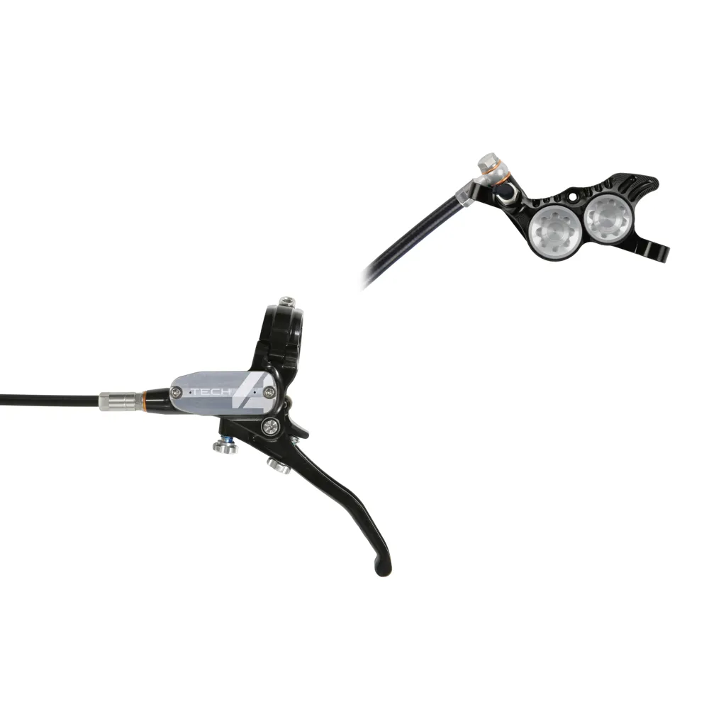 uPRISE Bikes Hope Tech 4 V4 MTB Disc Brakes - No Rotor - Black/Silver | Price match, 365 day return s, 18-Month Warranty, Finance Available & Free UK Delivery