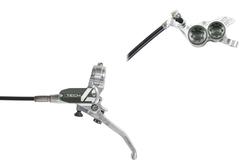 Hope Tech 4 V4 MTB Disc Brakes - No Rotor - Silver/Smoke