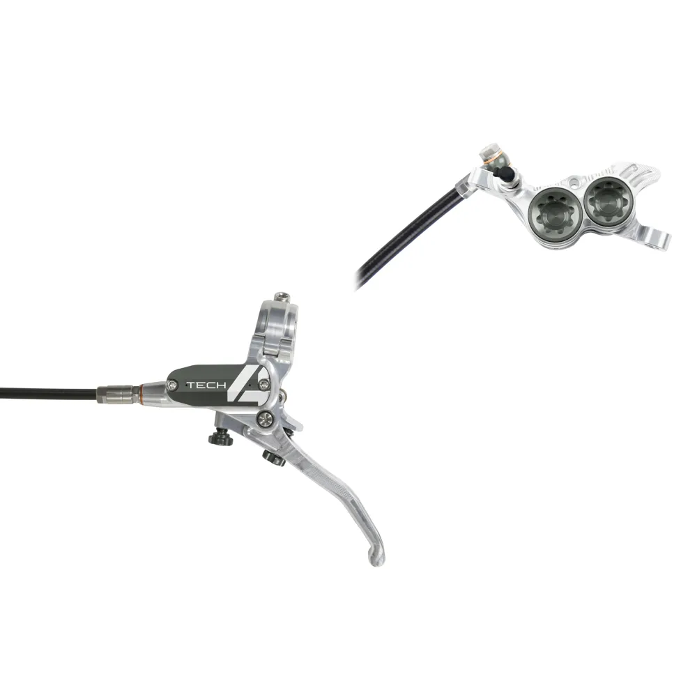 uPRISE Bikes Hope Tech 4 V4 MTB Disc Brakes - No Rotor - Silver/Smoke | Price match, 365 day return s, 18-Month Warranty, Finance Available & Free UK Delivery