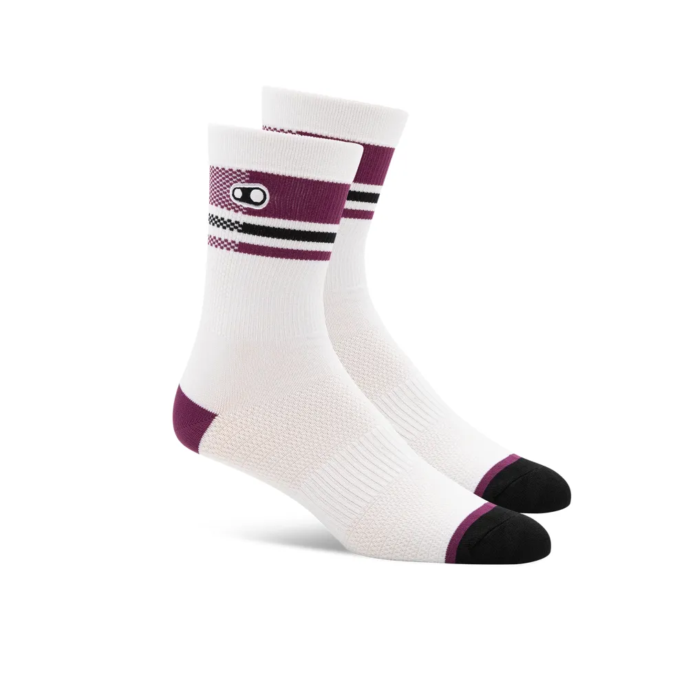 uPRISE Bikes Crank Brothers Icon MTB Socks - White/Purple | Price match, 365 day return s, 18-Month Warranty, Finance Available & Free UK Delivery