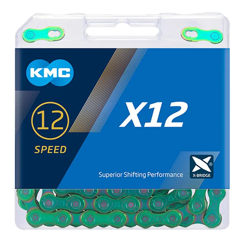 KMC X12 12 Speed Chain - 126 Links -  Aurora Green-1