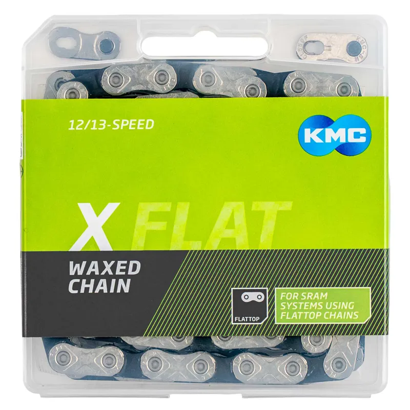 KMC X Flat SRAM Pre Waxed 12/13-Speed Chain - 126 Link - Silver/Black-1