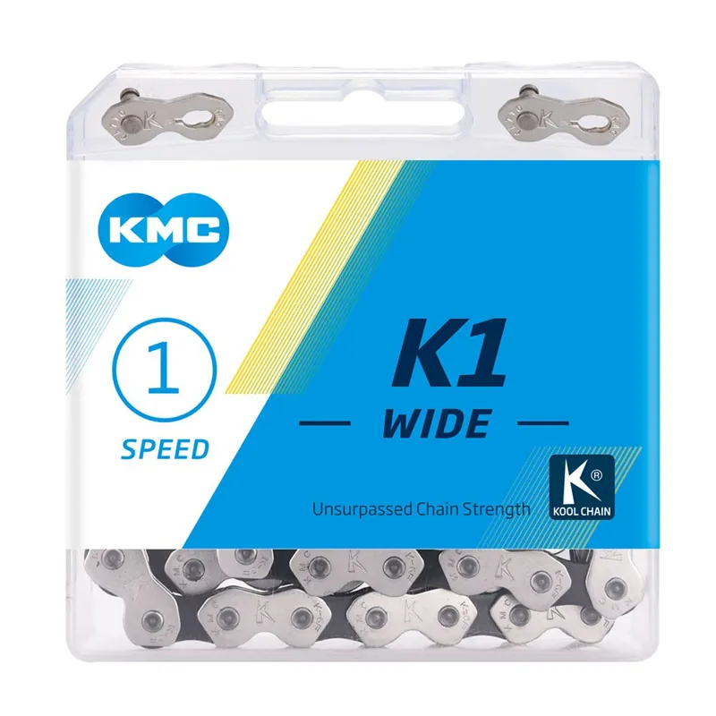 KMC K1 Wide Single Speed BMX Chain - 110 Links - Silver/Black-1