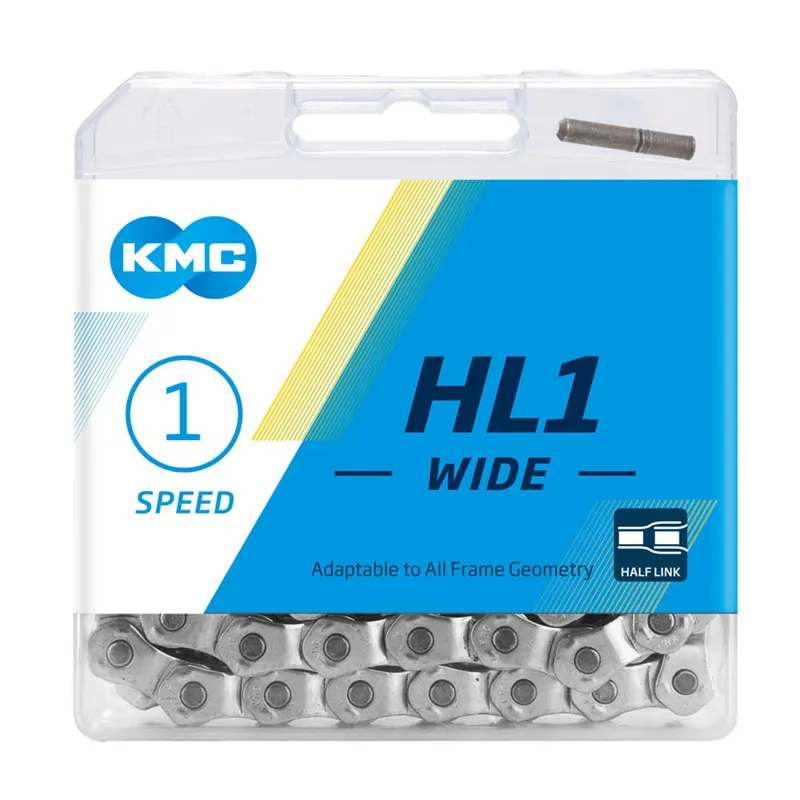 KMC HL1 Wide Single Speed Half Link BMX Chain - 100 Links - Silver-1