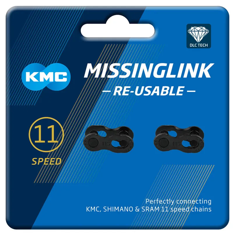 KMC MissingLinks 11R DLC 11 Speed 2 Pair Re-useable Chain Links - Black-1