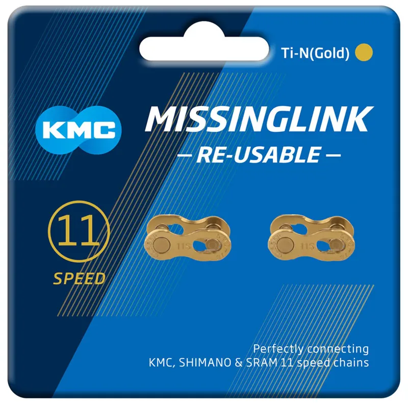 KMC MissingLinks 11R Ti-N 11 Speed 2 Pair Re-useable Chain Links - Gold-1
