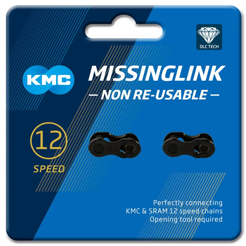KMC MissingLink 12x DLC 12 Speed  2 Pair Non Reusable Chain Links - Black-1