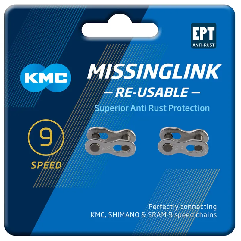 KMC MissingLink 9R EPT 9 Speed 2 Pair Reusable Chain Links - Silver-1