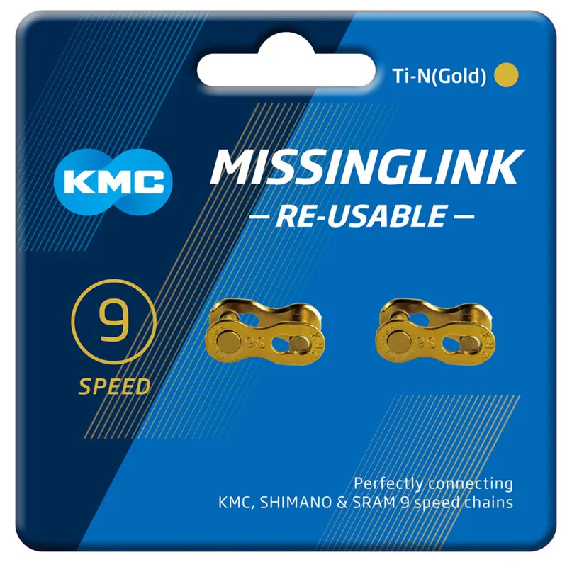 KMC MissingLink 9R Ti-N 9 Speed 2 Pair Reusable Chain Links - Gold-1