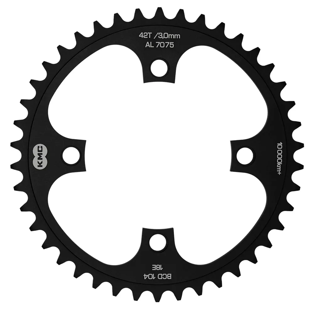 uPRISE Bikes Kmc KMC 104pcd 4 Arm Wide Single Speed 42T Chainrings - Black | Price match, 365 day returns, 18-Month Warranty, Finance Available & Free UK Delivery