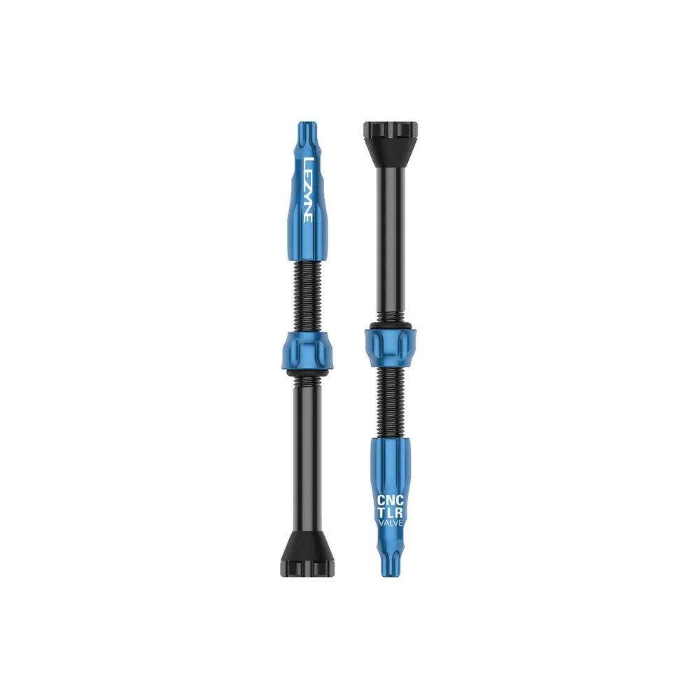 uPRISE Bikes Lezyne CNC Tubeless Valves Pair - Blue - 60mm | Price match, 365 day return s, 18-Month Warranty, Finance Available & Free UK Delivery