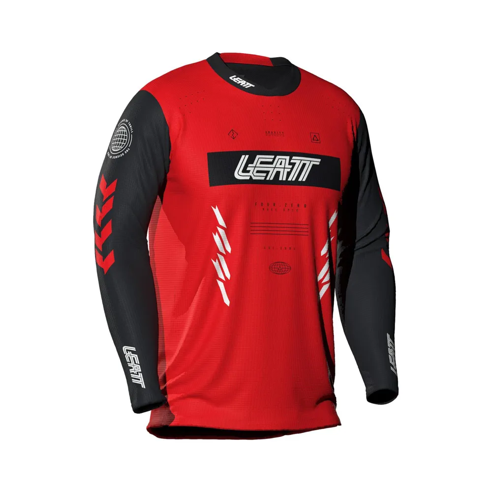 uPRISE Bikes Leatt Gravity 4.0 Junior Long Sleeve MTB Jersey - Race Red | Price match, 365 day return s, 18-Month Warranty, Finance Available & Free UK Delivery