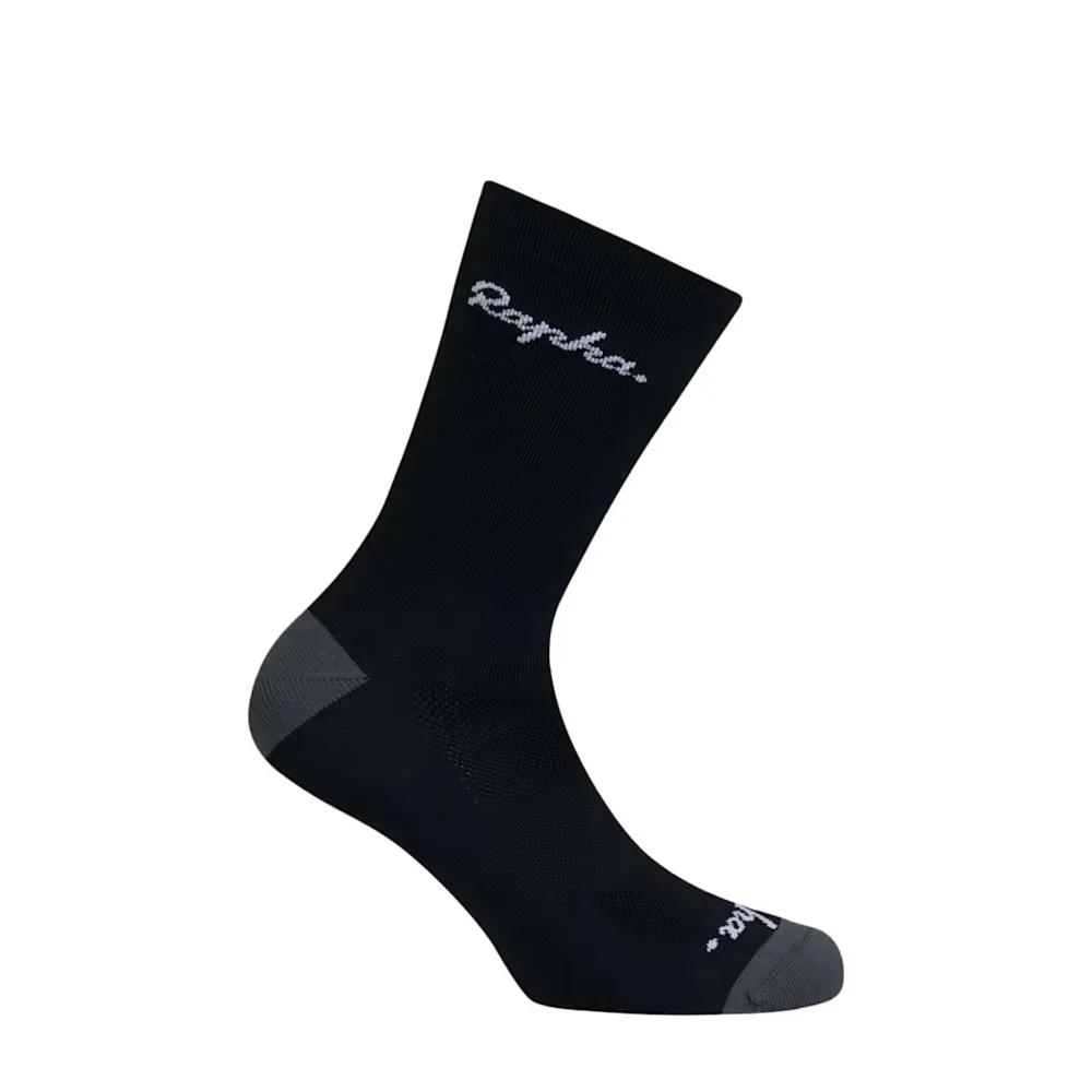 uPRISE Bikes Rapha Logo Cycling Socks - Black/Dark Grey | Price match, 365 day returns, 18-Month Warranty, Finance Available & Free UK Delivery