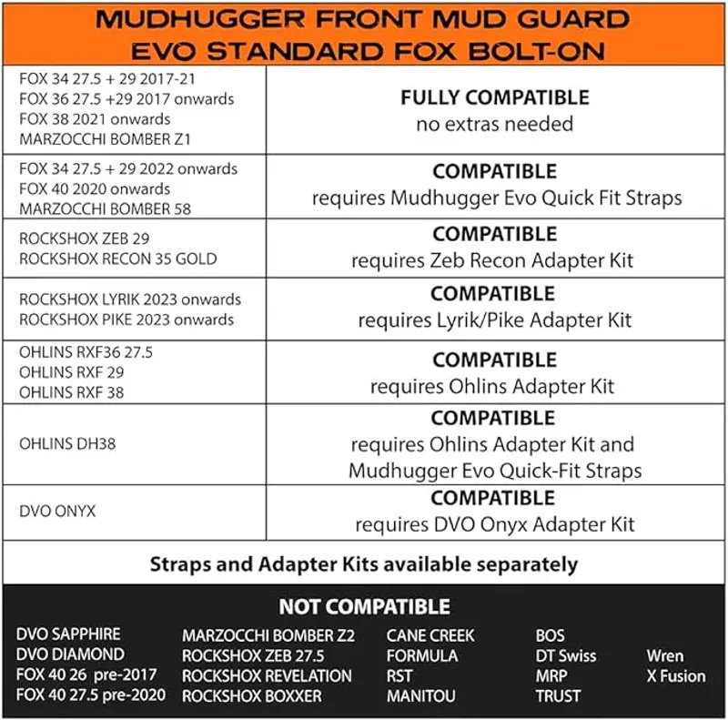 Mudhugger EVO Bolt-On LONG Front Mudguard - FOX Forks-4