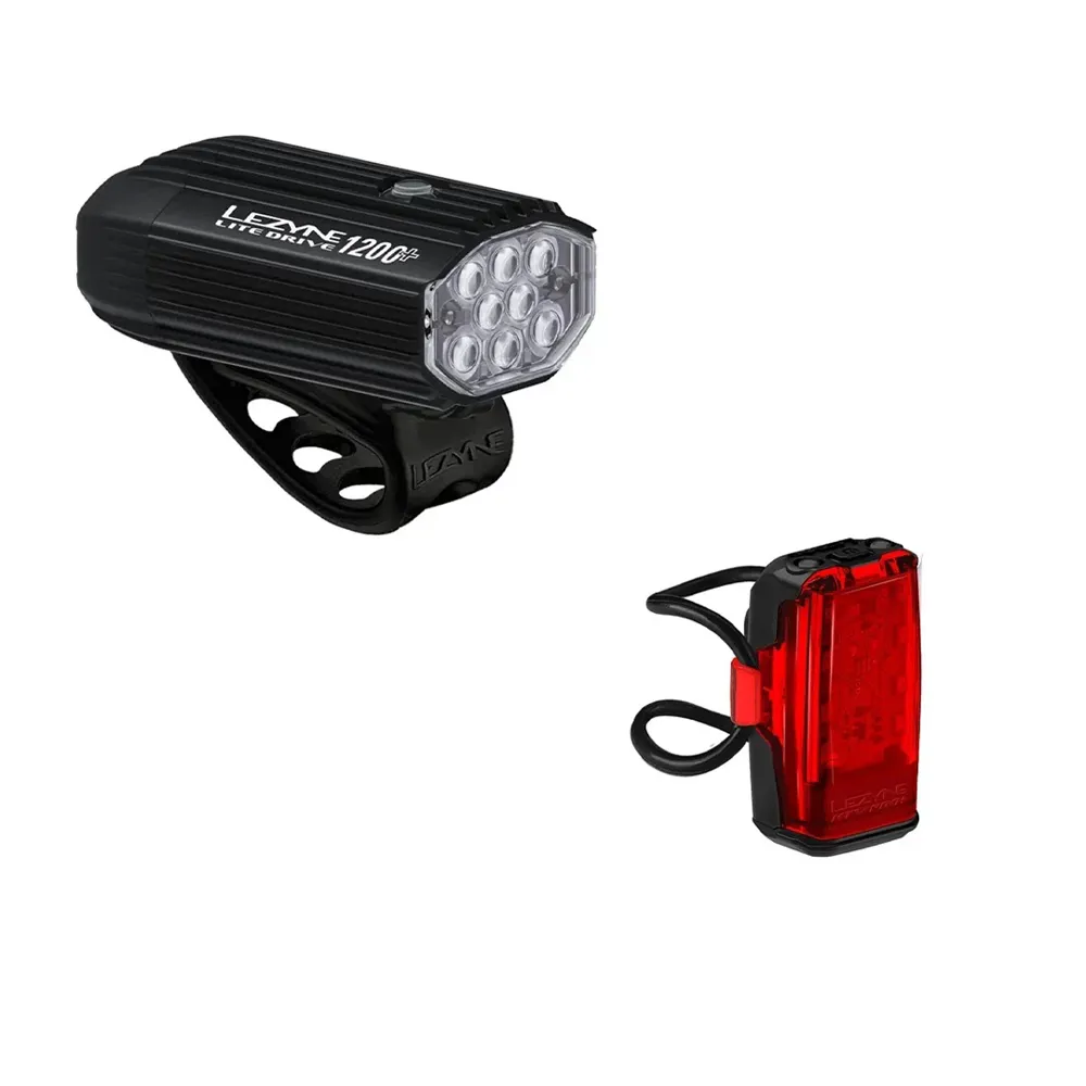 uPRISE Bikes Lezyne Lite Drive 1200+/KTV Drive Pro+ USB Light Set - Black | Price match, 365 day returns, 18-Month Warranty, Finance Available & Free UK Delivery