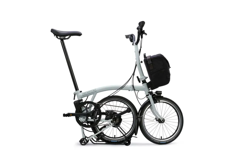 Brompton P Line 4-speed SuperRoll+ Mid Bar 2027 Electric Folding Bike - Lunar Ice Metallic-2