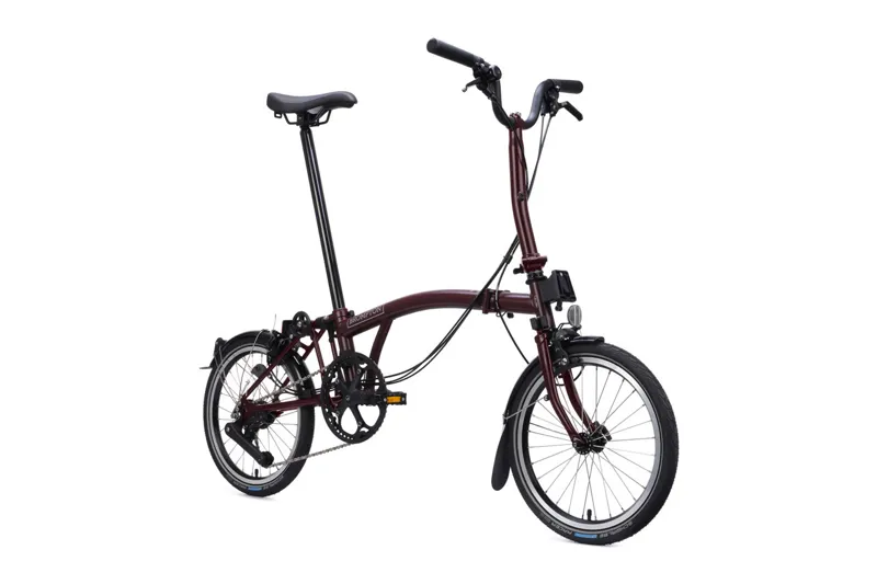 Brompton C Line 12 Speed Mid Bar 2026 Folding Bike - Red Plum-1