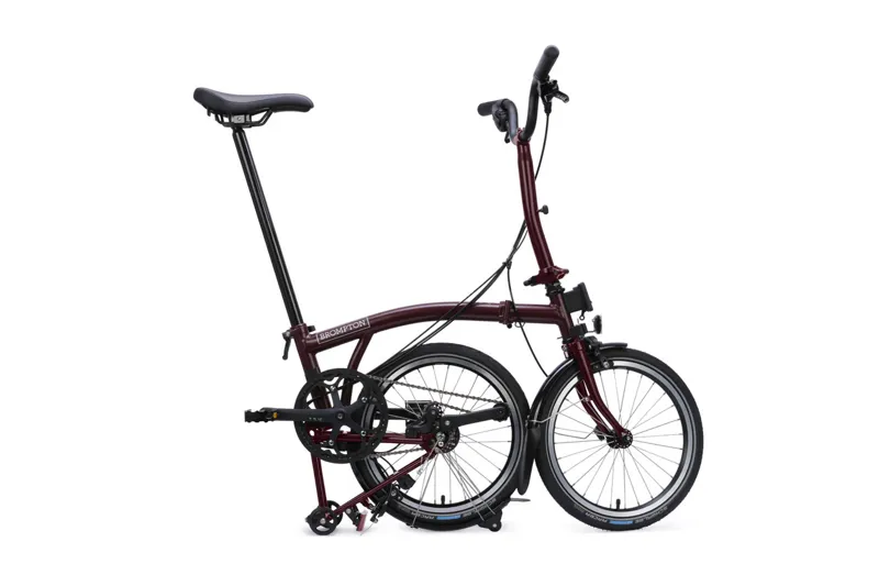 Brompton C Line 12 Speed Mid Bar 2026 Folding Bike - Red Plum-2