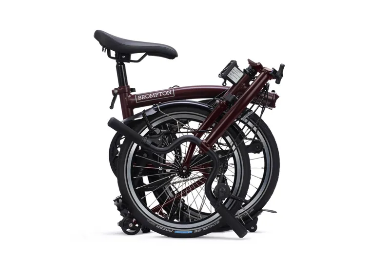 Brompton C Line 12 Speed Mid Bar 2026 Folding Bike - Red Plum-3