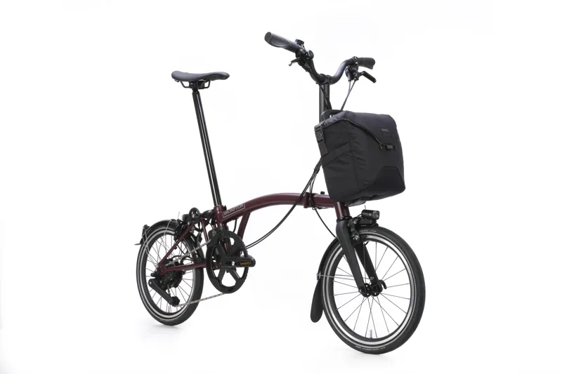 Brompton P Line 4 Speed Mid Bar 2026 Electric Folding Bike - Red Plum-1