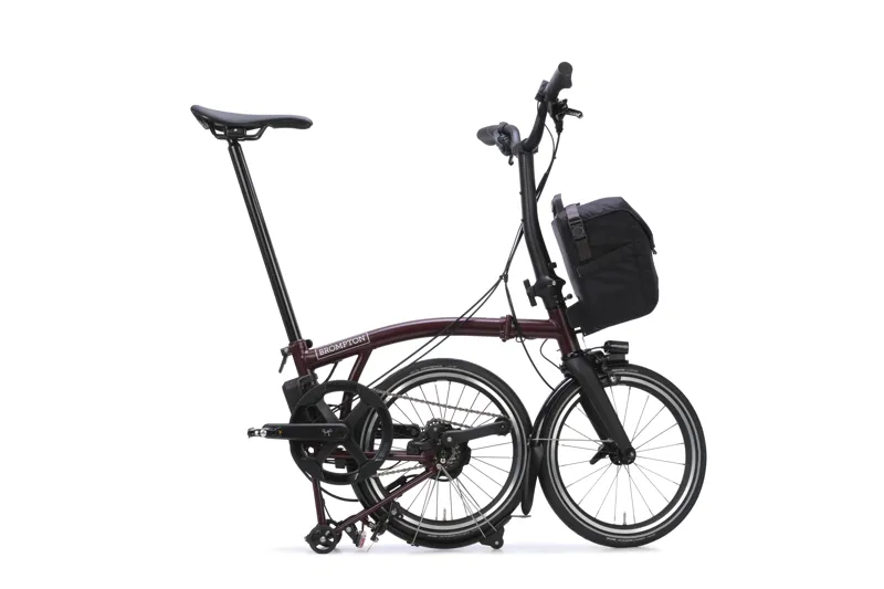 Brompton P Line 4 Speed Mid Bar 2026 Electric Folding Bike - Red Plum-2