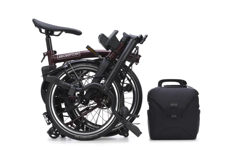Brompton P Line 4 Speed Mid Bar 2026 Electric Folding Bike - Red Plum-3